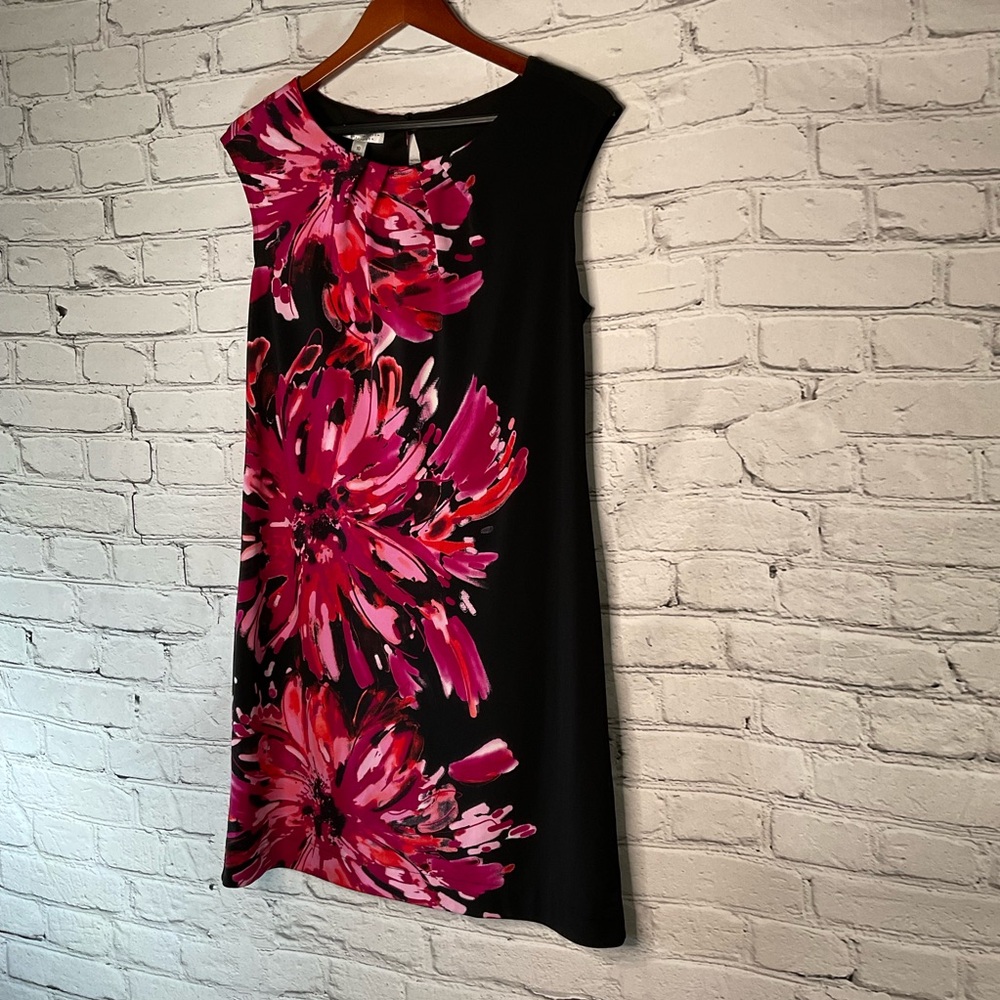 Floral Elegance Black and Pink Dress by London Style sz 10
